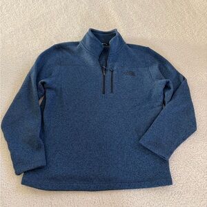 The North Face Quarter Zip Fleece Pullover Mens Large Blue Sweater Knit